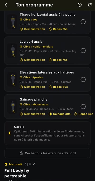 Programme d'entraînement personnalisé BodyScan IA